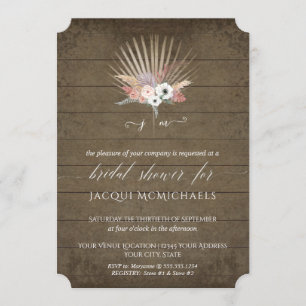 Invitation Fête de l'mariée en bois d'orchidées blanches