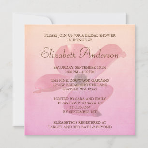 Invitation Fête de l'mariée en fleurs de bois de chien rose