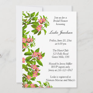 Invitation Fête de l'mariée en fleurs de pomme rose de printe