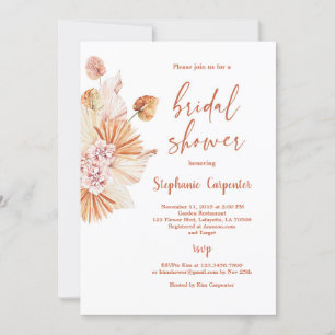 Invitation Fête de l'mariée en terre cuite brûlée Boho Orange