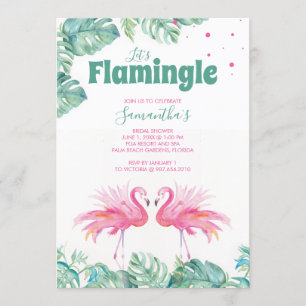 Invitation Fête de l'mariée Flamant rose aquarelle