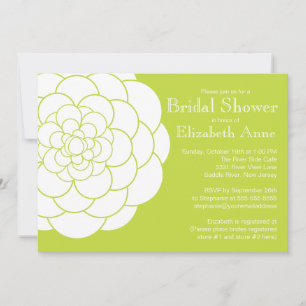 Invitation Fête de l'mariée florale à fleurs de dahlia verte 