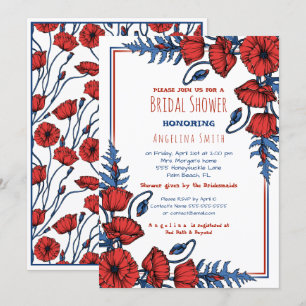 Invitation Fête de l'mariée florale de pavot personnalisée