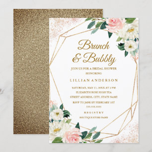 Invitation Fête de l'mariée Florale Géométrique Brunch Et Bul