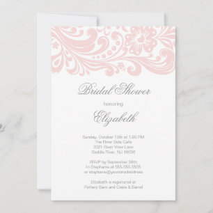Invitation Fête de l'mariée florale rose douce moderne Formal