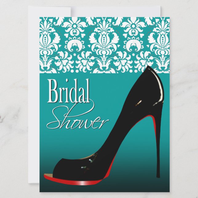 Invitation Fête de l'mariée Glam Damask Stiletto (Devant)