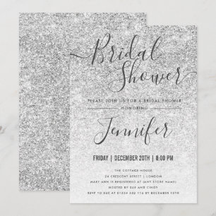 Invitation Fête de l'mariée Glam Parties scintillant Silver S