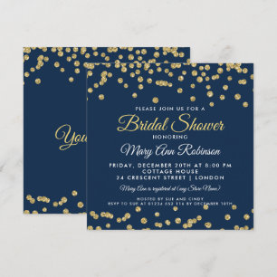 Invitation Fête de l'mariée Gold Faux Parties scintillant Con