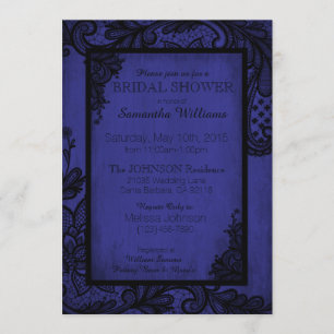 Invitation Fête de l'mariée gothique Royal Blue and Black Lac