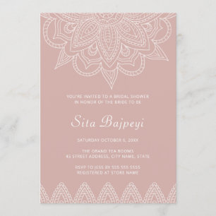 Invitation Fête de l'mariée hindoue indienne moderne rose meh