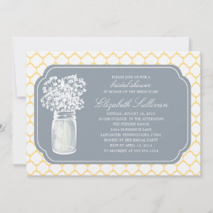 Invitation Fête de l'mariée Honeypeb Mason Jar Fleurs sauvage