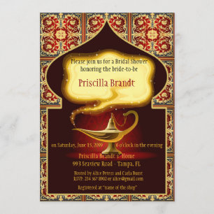 Invitation Fête de l'mariée honorant la mariée, nuit arabe
