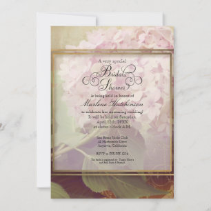 Invitation Fête de l'mariée Hydrangea rose pâle de style Vint