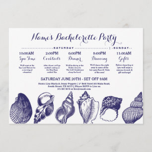 Invitation Fête de l'mariée Itinéraire Beach Wedding Coques M