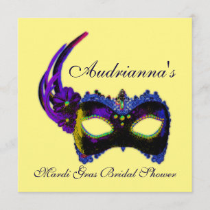Invitation "Fête de l'mariée Mardi Gras" - Couleurs néons mul