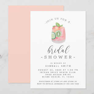Invitation Fête de l'mariée Minimaliste de cocktails Watercol