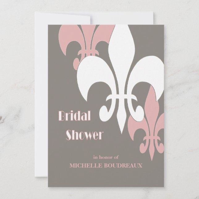 Invitation Fête de l'mariée moderne 3 Fleur de Lis (Devant)