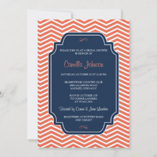 Invitation Fête de l'mariée moderne et élégante de Chevron