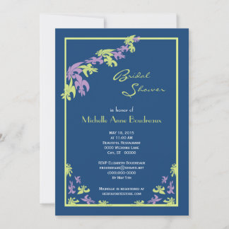 Invitation Fête de l'mariée moderne Lime Purple Blue Fleur de