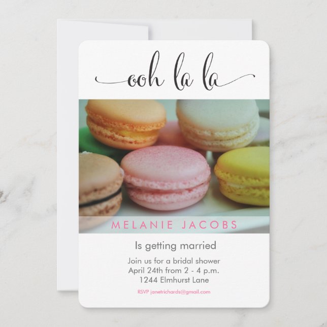 Invitation Fête de l'mariée Ooh La Macaron (Devant)