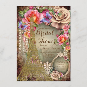 Invitation Fête de l'mariée Pearl Rose Vintage Paris
