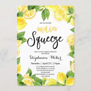 Invitation Fête de l'mariée principale des citrons de Squeeze