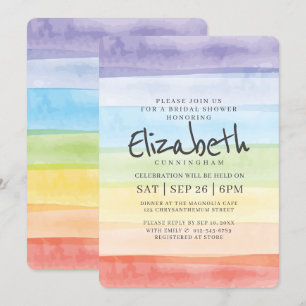 Invitation Fête de l'mariée Rainbow Watercolor