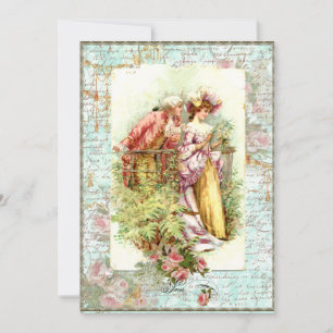 Invitation Fête de l'mariée romantique à couple français Invi