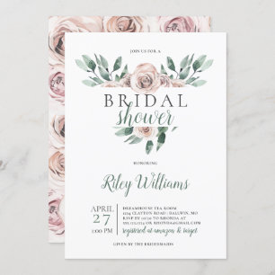 Invitation Fête de l'mariée Rose de Boho