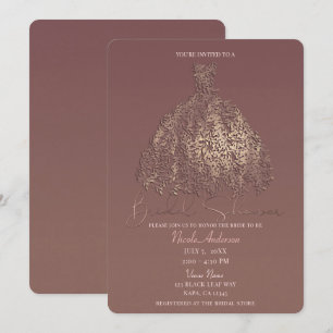 Invitation Fête de l'mariée Rose en feuille de feuilleton bot