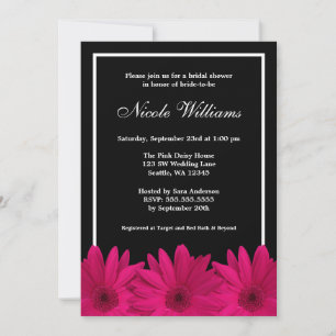 Invitation Fête de l'mariée rose et noir