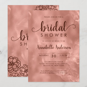 Invitation Fête de l'mariée Rose Gold Métallurgique Élégant F