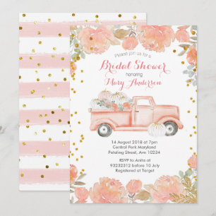 Invitation Fête de l'mariée russe de Camion Citrouille Floral