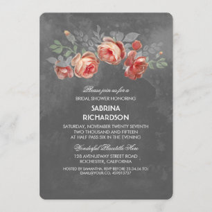 Invitation Fête de l'mariée Russe Floral Chalkboard