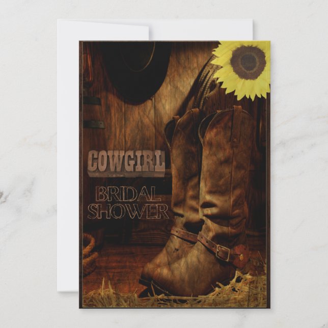 Invitation Fête de l'mariée rustique de l'Ouest de la cowgirl (Devant)