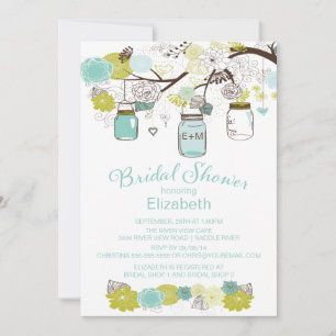Invitation Fête de l'mariée rustique de Mason Jar