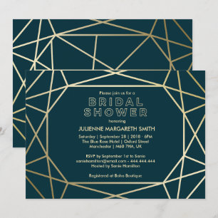 Invitation Fête de l'mariée sophistiquée Géométrique Or