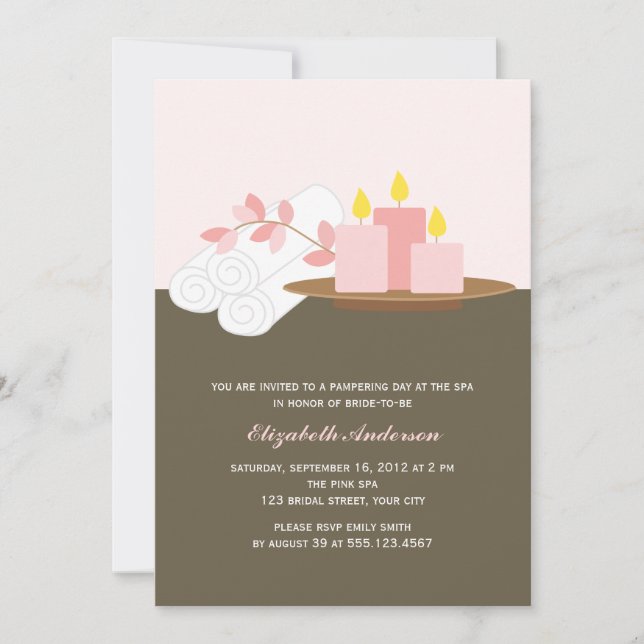 Invitation Fête de l'mariée Spa {rose} (Devant)