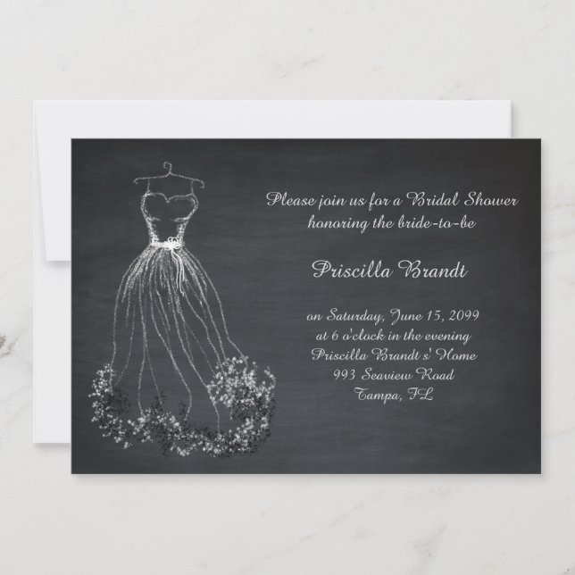 Invitation Fête de l'mariée, tableau de bord, robe de rêve st (Devant)