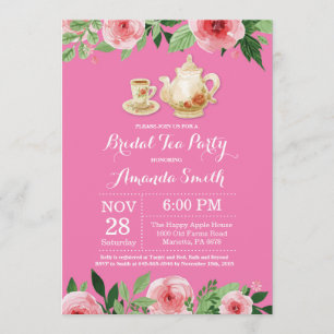 Invitation Fête de l'mariée Tea Party Pink