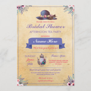 Invitation Fête de l'mariée Teapot Casquette après-midi Garde