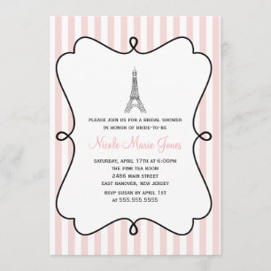 Invitation Fête de l'mariée Tour Eiffel rose