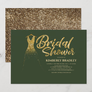 Invitation Fête de l'mariée verte Mariage Gold Parties scinti