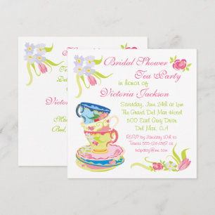 Invitation Fête de l'mariée Victorienne Stoppée Tea Cups Tea 