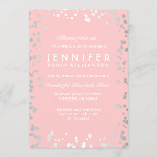 Invitation Fête de l'mariée Vintage de Confetti argenté et ro