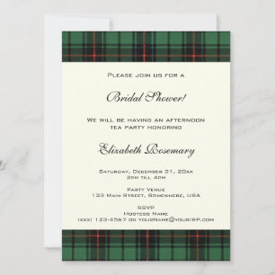Invitation Fête de l'mariée Vintage, Motif de Tartan Davidson