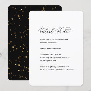 Invitation Fête de l'mariée virtuelle Black and White Faux Go