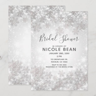 Invitation Fête de l'mariée White Sparkle Winter Wonderland