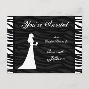 Invitation Fête de l'mariée, Zèbres noirs et blancs