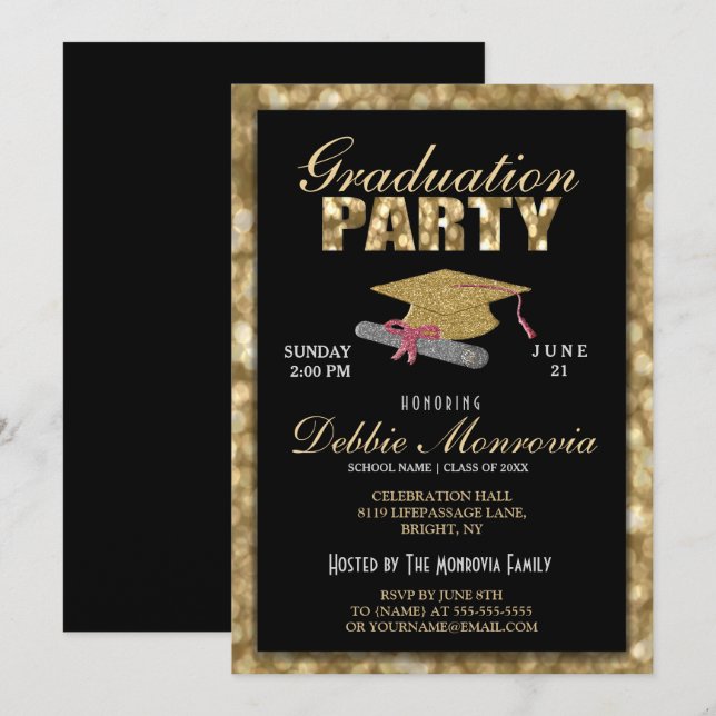 Invitation Fête de l'obtention du diplôme (Devant / Derrière)